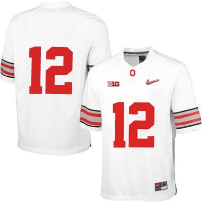 Men's NCAA Ohio State Buckeyes Only Number #12 College Stitched Diamond Quest Authentic Nike White Football Jersey OT20B25TR